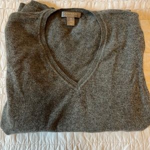 Charter Club Grey Cashmere V-Neck Sweater